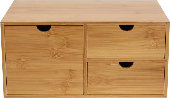 Natur Schreibtisch Organizer, Ablage Büroorganizer mit 3 Schubladen für Büroutensilien, Bambus Schub