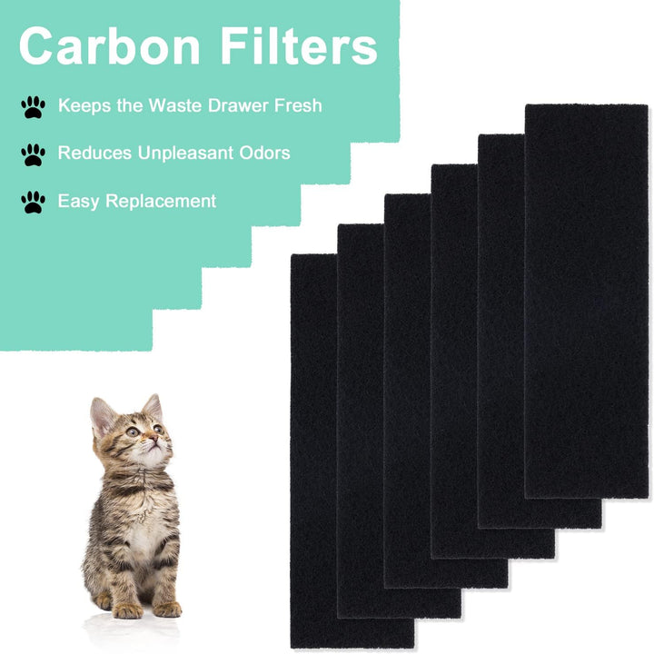 TOYMIS 6er-Pack Kohlefilter Kohlefilter Katzenklo Kohlefilter Katzenklo Filter Katzentoilette Strapa