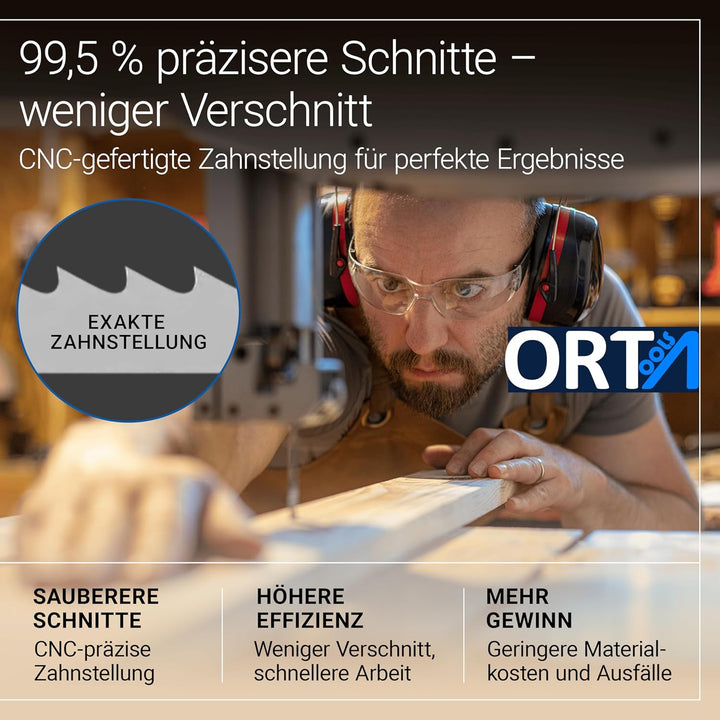 ORTA Spezialstahl Bandsägeblatt | kompatibel mit gängigen Bandsägen, Weichholz, Kurven- und Geradsch
