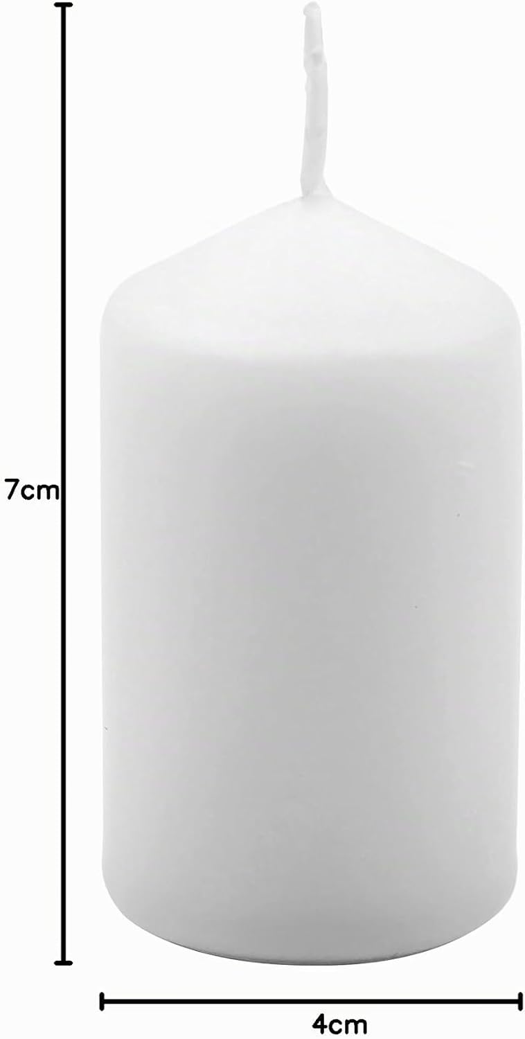 Hofer Stumpenkerzen - Weiss - 4 x 7 cm - Lange Brenndauer - 11 Stunden - Unparfümiert - Tropffreie -
