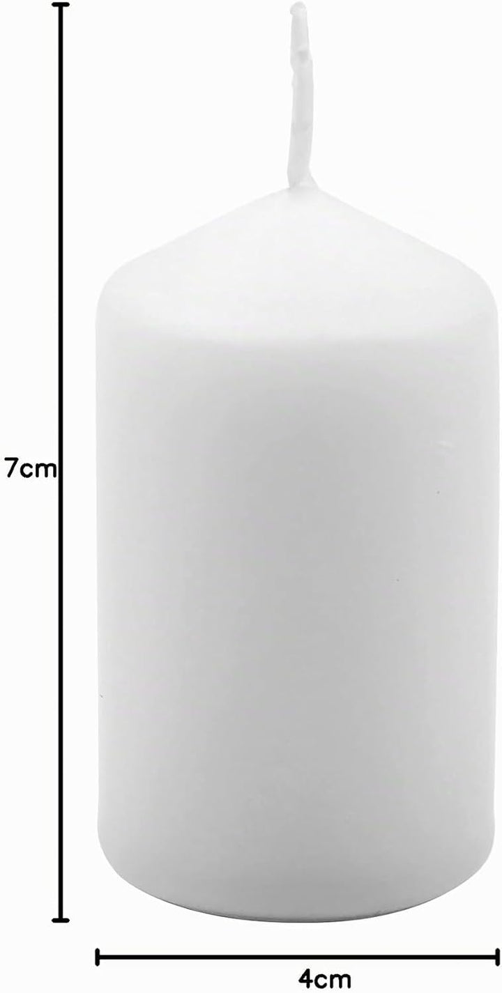 Hofer Stumpenkerzen - Weiss - 4 x 7 cm - Lange Brenndauer - 11 Stunden - Unparfümiert - Tropffreie -