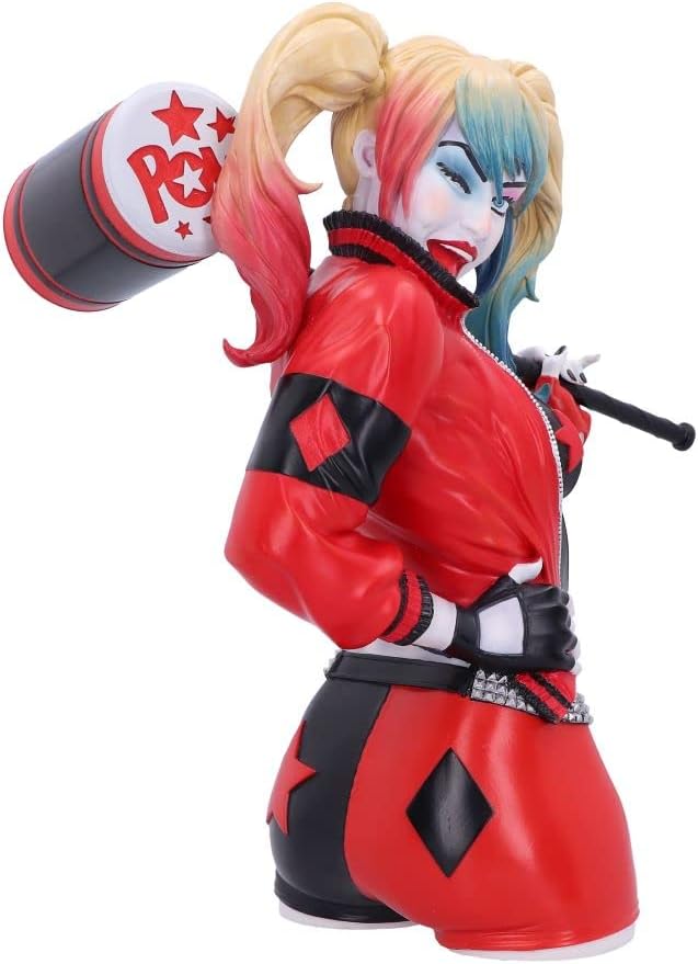 Nemesis Now Offizielles Lizenzprodukt Harley Quinn-Büste, Rot, 30 cm