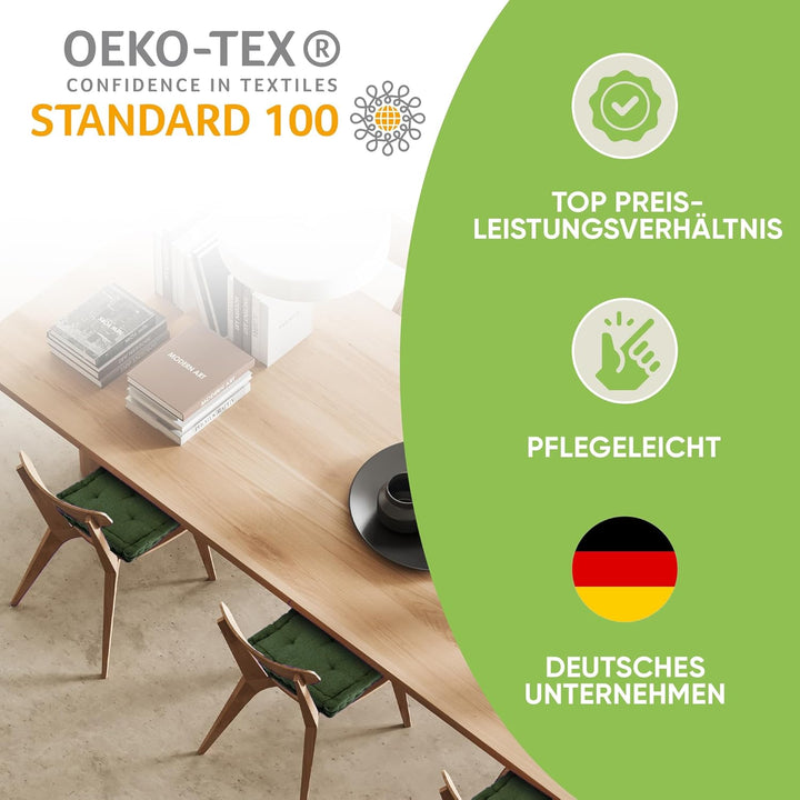 Gräfenstayn® 4er-Set Sitzkissen Stuhlkissen 40x40x8cm für Indoor und Outdoor aus 100% Baumwolle Dick