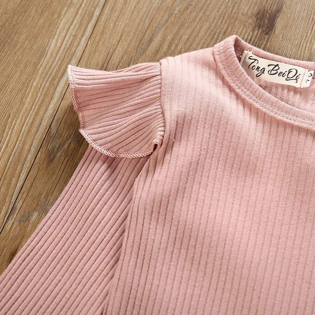 Neugeborenes Baby Mädchen Kleidung Rüschen Strampler + Schleife Denim Hosen Outfits Set 12-18 Monate