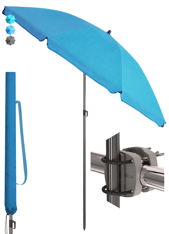 4smile Sonnenschirm Balkon SunnyJoy, 3-in-1 SET, Blau - UPF 50+ Sonnenschirm Ø 200 cm + Sonnenschirm