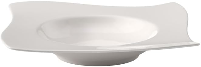 Villeroy und Boch NewWave Suppenteller, Premium Porzellan, Weiss Suppenteller 24 cm, Suppenteller 24