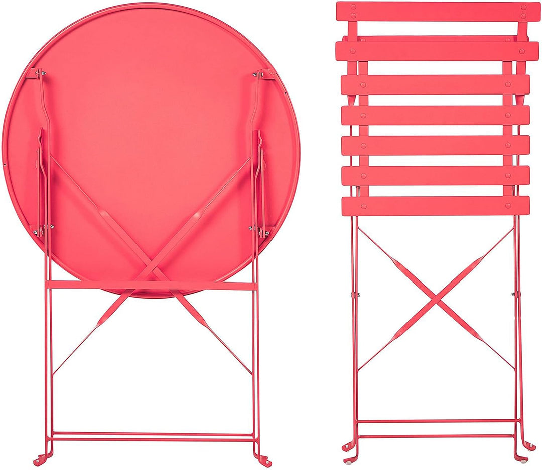 Modernes Balkonset Tisch mit 2 Stühlen aus Stahl rot Fiori