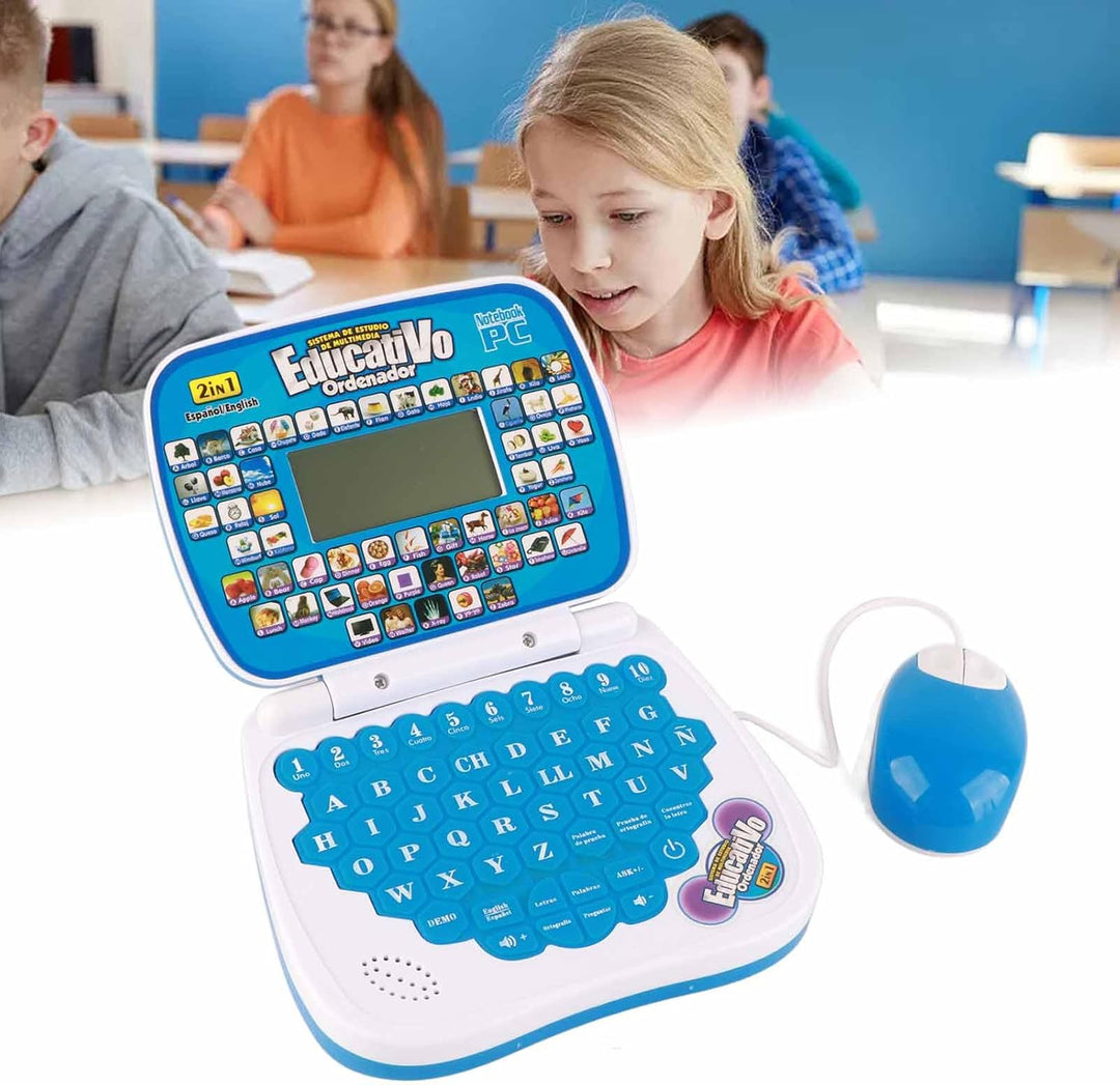 Interaktiver Zweisprachiger Lern-Laptop für Kinder mit Englisch-Spanisch-Musikfunktion, Ideales Lern
