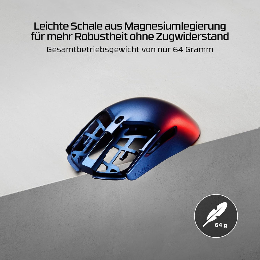 HyperX Pulsefire Haste 2 S Kabellose Gaming-Maus, Magnesiumgehäuse, Ultra-leicht, 64 g, Akku 120 h,