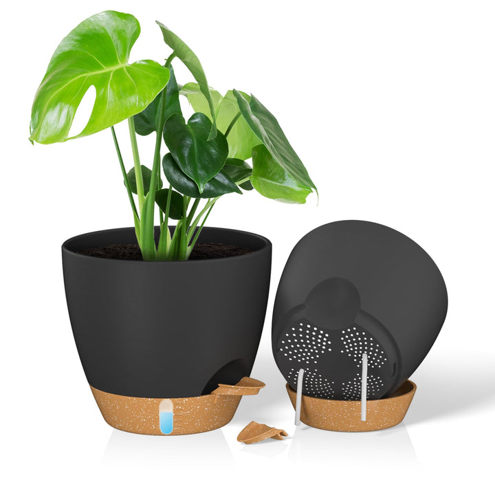 ZMTECH 25 cm Pflanztöpfe mit Bewässerungslippe Selbstbewässernde Pflanztöpfe mit Abflusslöchern und