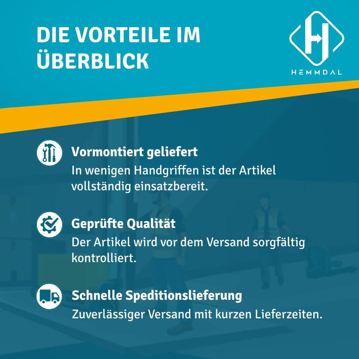 HEMMDAL Transportwagen | 300 kg Tragkraft | HxBxT 90 x 90,5 x 61 cm | Lagerwagen mit Vollgummi-Berei
