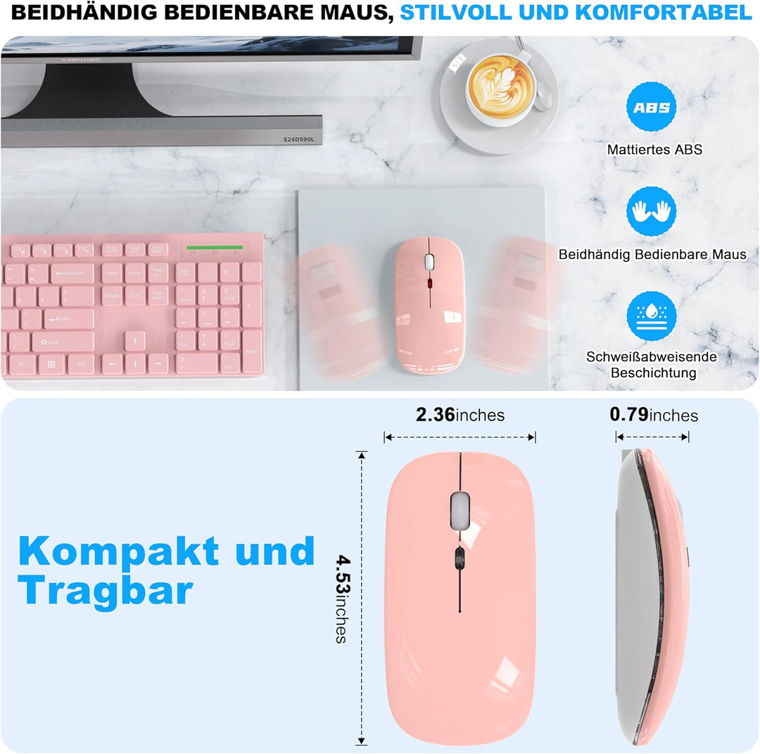 LED Bluetooth Maus Kabellose, Wiederaufladbare Maus für iPad MacBook PC Laptop Computer, Tragbare Sc