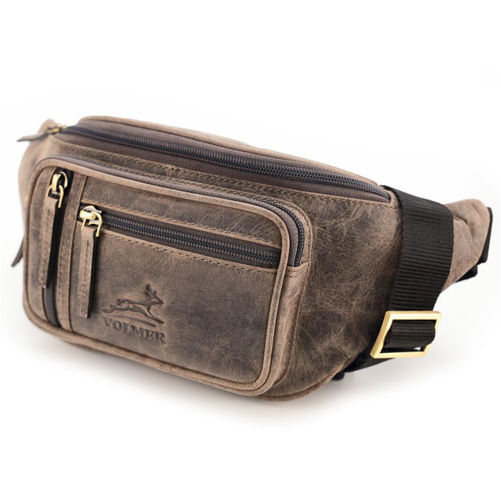 Fa.Volmer ® Bauchtasche | Gürteltasche | Hüfttasche in Echt-Leder für Damen und Herren | braun (Umbr