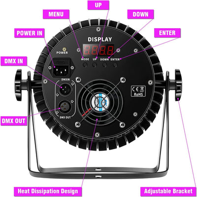 DELIBANG Par LED UV RGB Luci Palcoscenico Discoteca DJ Faretti 18 LED Par DMX Auto Sound 200W, 8CH A