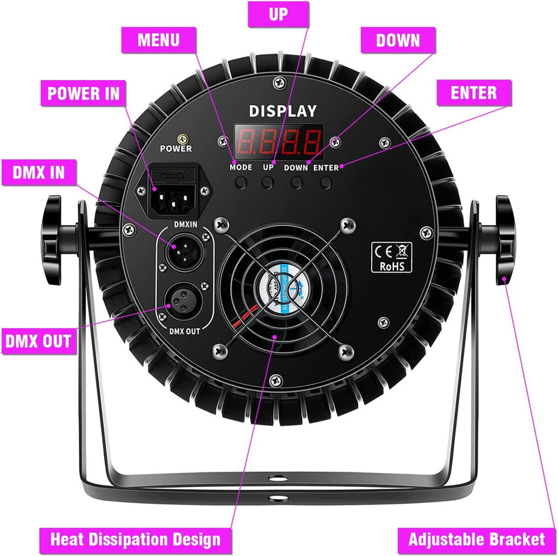 DELIBANG 200W LED Par Scheinwerfer RGB UV Schwarzlicht 18 LED Bühnenlicht Partylicht DMX-4/8CH Strah