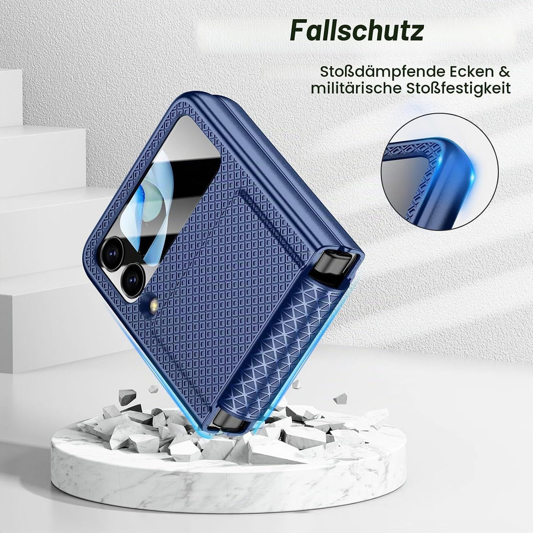 Doeshine für Samsung Galaxy Z Flip 4 Hülle mit Scharnierschutz &amp; Displayschutzfolie, Rutschfester Te