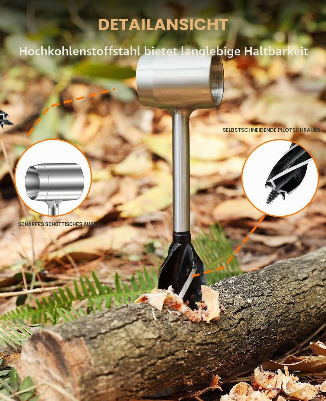 Bushcraft Gear for Survival, Bushscraft Hand Auger, Survival Tools,Bushcraft Auger,Scotch Eye Wood A