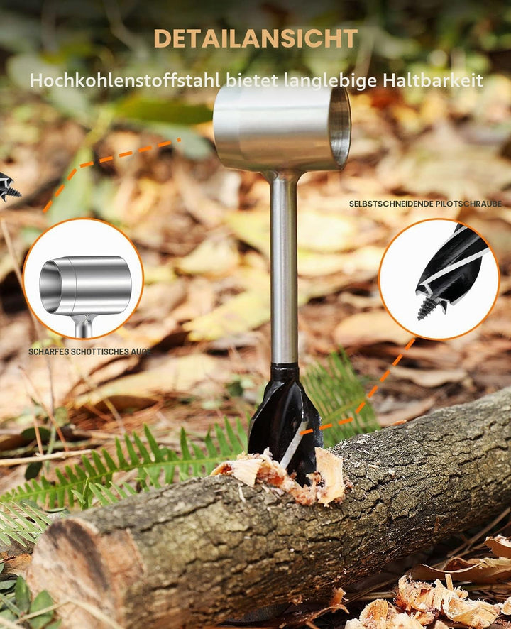 Bushcraft Gear for Survival, Bushscraft Hand Auger, Survival Tools,Bushcraft Auger,Scotch Eye Wood A