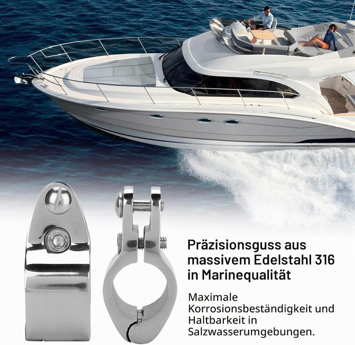 2er-Pack Bimini-Top für Boote, 2,5 cm Scharnierbacken-Schienenhalterung, Boots-Oberkiefer-Rutsche/To
