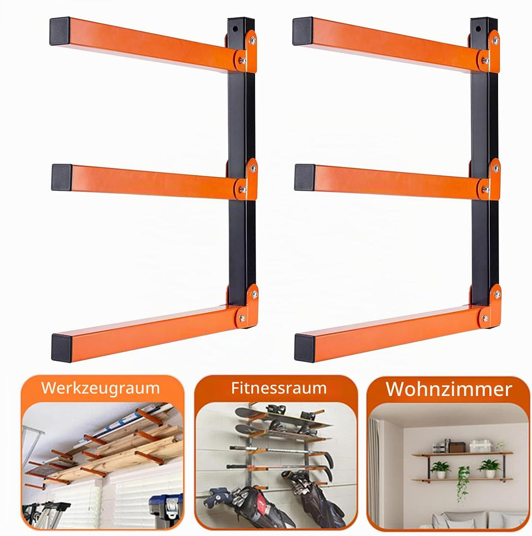 Kragarmregal, 2 Stück Holzlagerungs-Metallregal Holzregal mit 3 Ebenen Wandregal Garage Werkzeug Wan