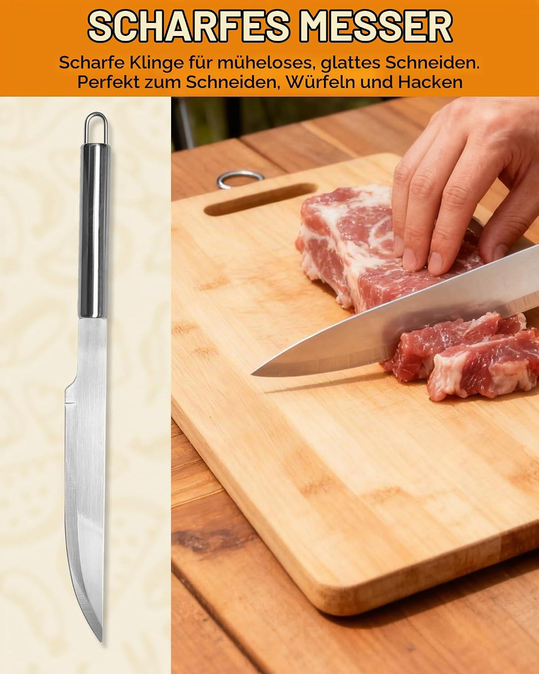 5PCS Edelstahl Grillset für Geschenk - BBQ Grillbesteck Set Edelstahl Grillzubehör-Set Grillset Für