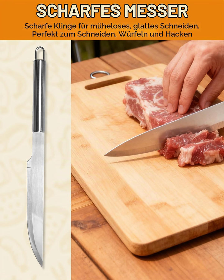 5PCS Edelstahl Grillset für Geschenk - BBQ Grillbesteck Set Edelstahl Grillzubehör-Set Grillset Für
