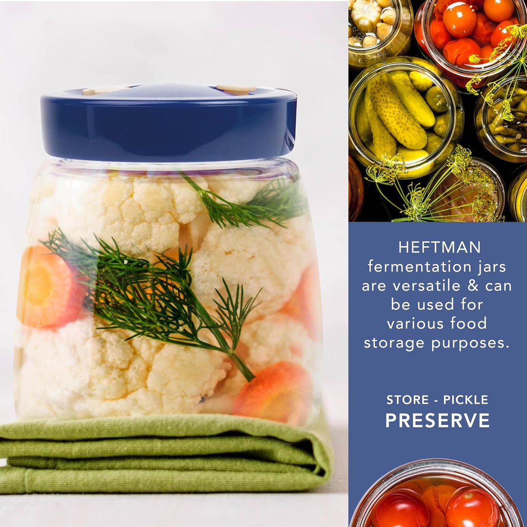 Gärglas mit 1-Wege-Luftablassöffnung - 1 Liter 2er-Pack Lebensmittelecht Fermentierglas für Kefir, K