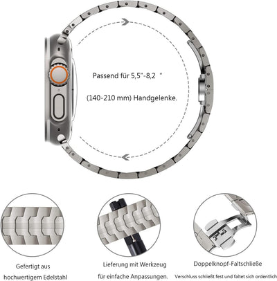 NewWays Metallband Kompatibel mit Apple Watch Armband 49mm 45mm 44mm 42mm, Edelstahl Gliederband Ers