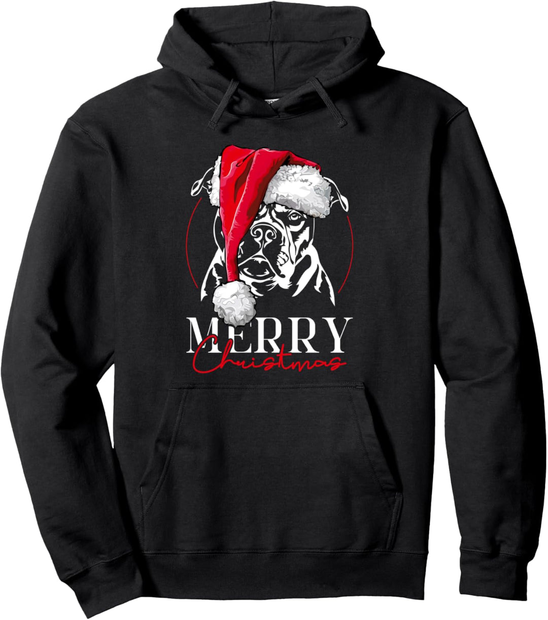 Santa Old English Bulldog Merry Christmas Weihnachten Hunde Pullover Hoodie