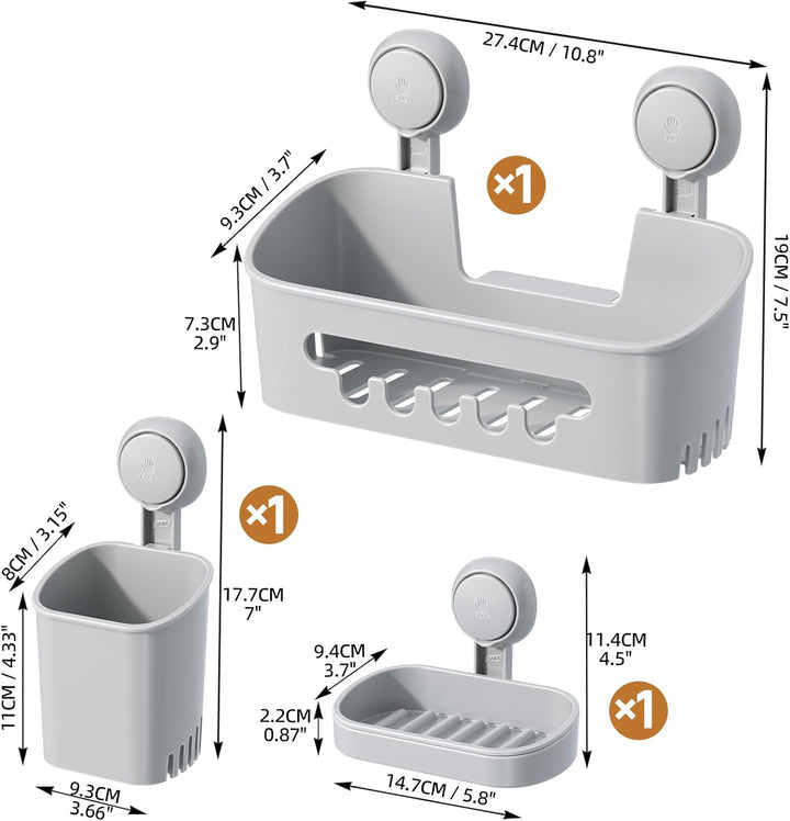 LEVERLOC Duschablage Ohne Bohren Saugnapf Dusche Organizer Grosse Kapazität Bad Organizer Ohne Bohre