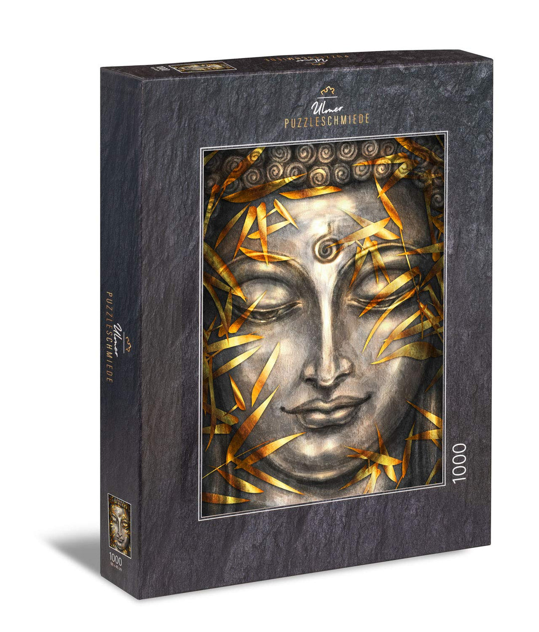Ulmer Puzzleschmiede - Puzzle „Buddha in Silber und Gold“ - Klassisches 1000 Teile Erwachsenenpuzzle