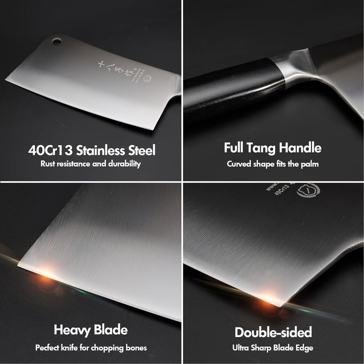 SHI BA ZI ZUO Kochmesser Küchenmesser Hochwertiges Fleischermesser aus rostfreiem Stahl Chinesisches