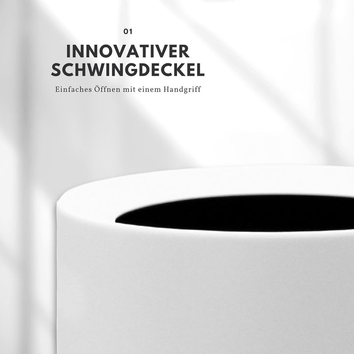 Nell 12L Mülleimer Büro Weiss Matt – Ideal für Büro, Küche und Wohnzimmer, Eleganter und vielseitige
