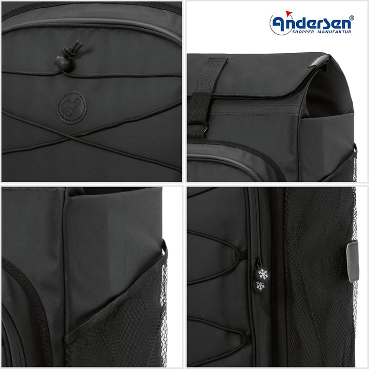 ANDERSEN Einkaufstrolley - Royal Sh. Plus Fado 3.0 schwarz | Fahrradanhänger, Kugellagerräder, aus A