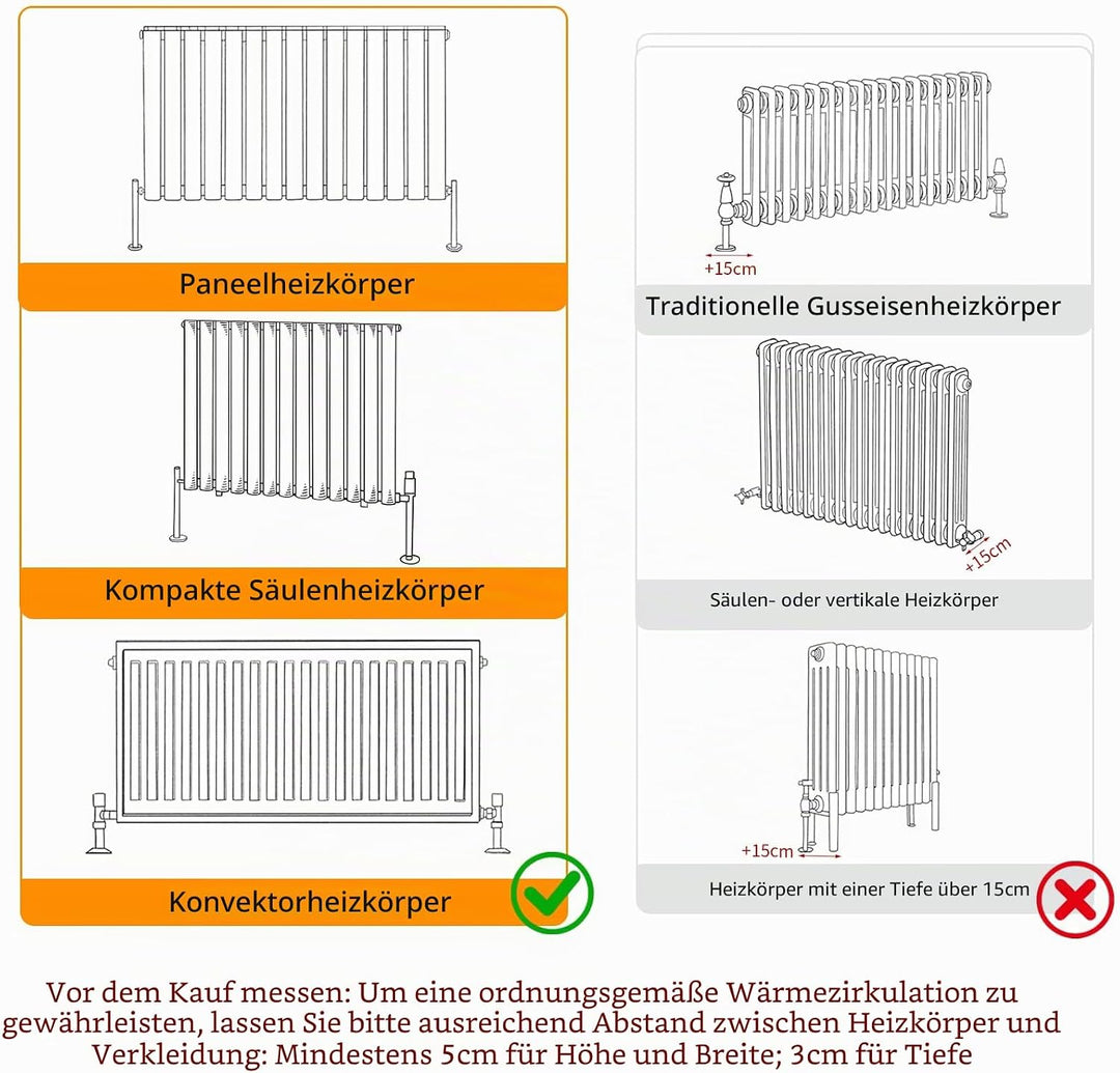 FATIVO Heizkörperverkleidung Hohe Heizkörperabdeckung Horizontal Holz 101×152×19 cm Weiss aus MDF la