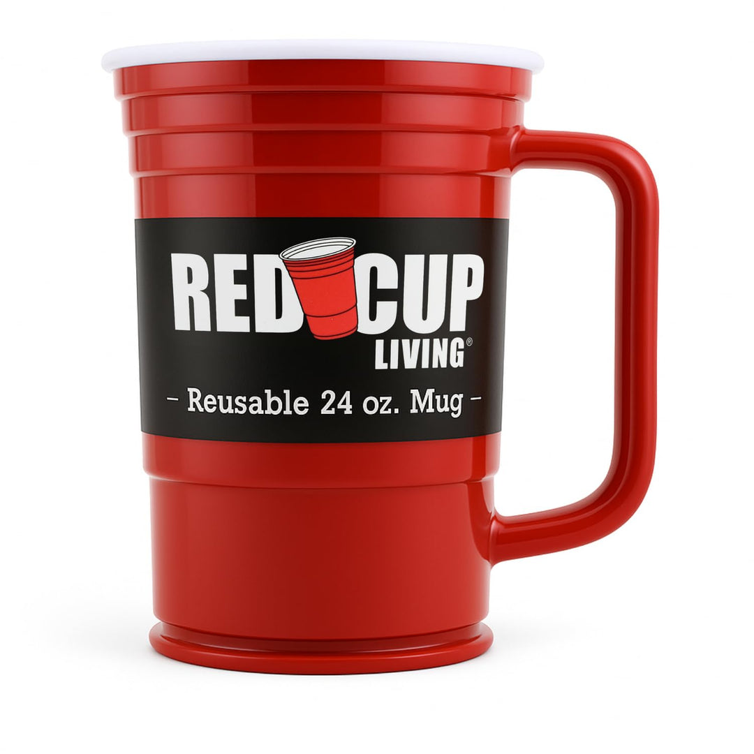 Red Cup Living Wiederverwendbare Plastik-Kaffeetasse und Bierbecher – Grosse 24 oz rote Plastikbeche