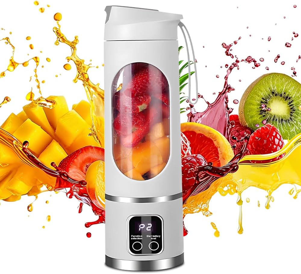 Tragbarer Mixer Smoothie Maker To Go, Pengrity 450 ML Portable Blender, mit LED Display, 12 Klingen,
