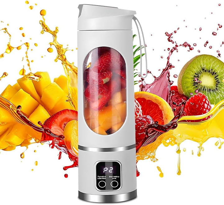 Tragbarer Mixer Smoothie Maker To Go, Pengrity 450 ML Portable Blender, mit LED Display, 12 Klingen,