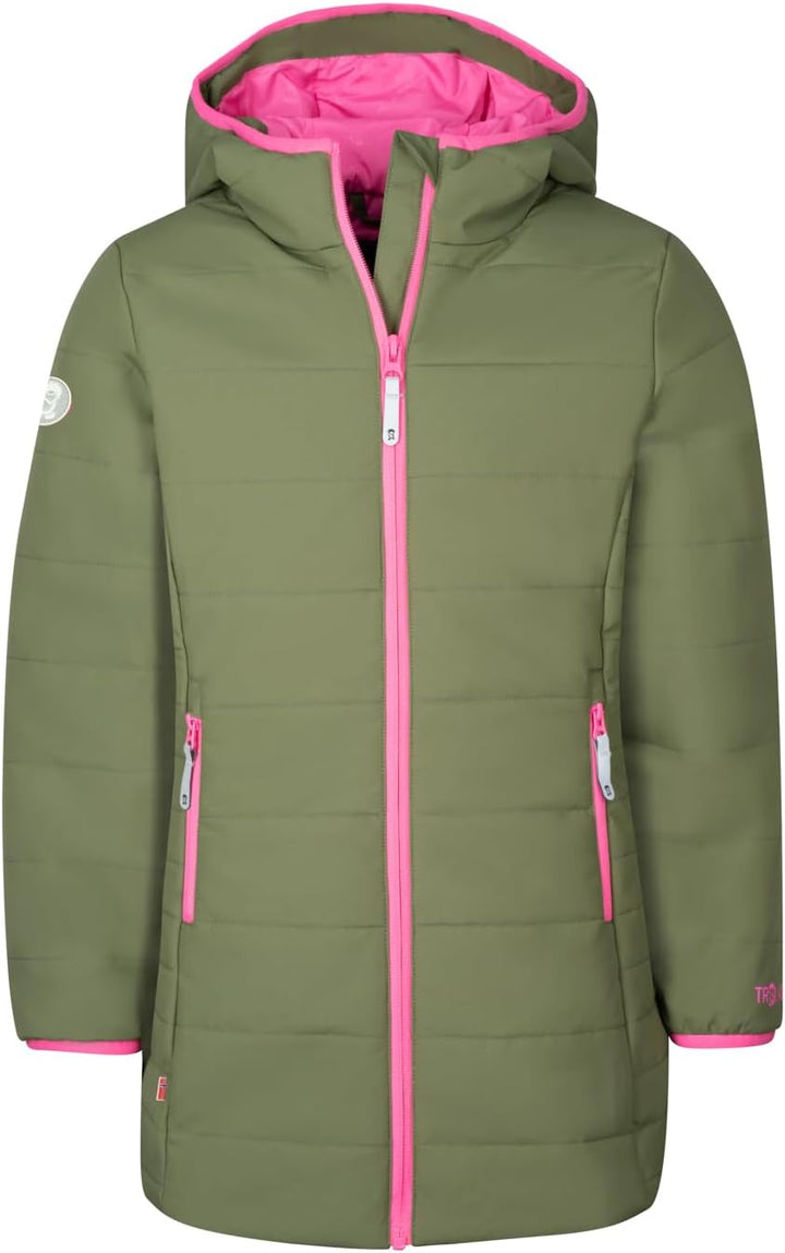 Trollkids Mädchen Wintermantel Winterjacke Stanavanger 92 Dunkle Olive/Hellmagenta, 92 Dunkle Olive/