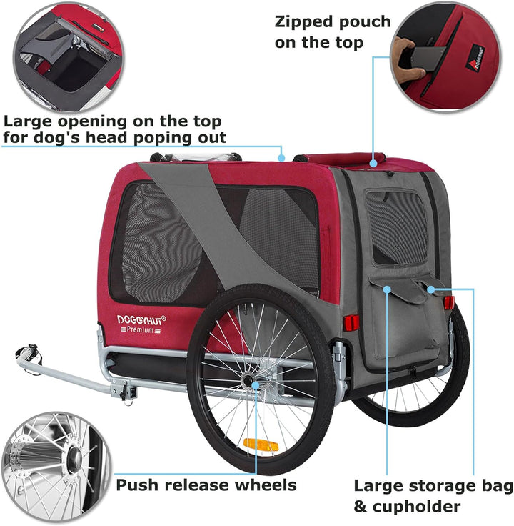 DOGGYHUT® Premium XL Hundefahrradanhänger bis 45 kg Fahrradanhänger für Hunde Hundeanhänger für Fahr