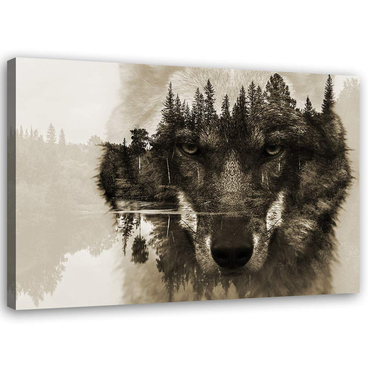 Feeby Bild auf Vlies Leinwand Wald See 90x60 cm Kunstdruck Modern Wandbilder Deko Flur Wohnzimmer Wo