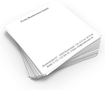 500 Notizzettel personalisiert in praktischer Zettelbox mit Stiftehalter 10 x 10 cm (weiss), weiss