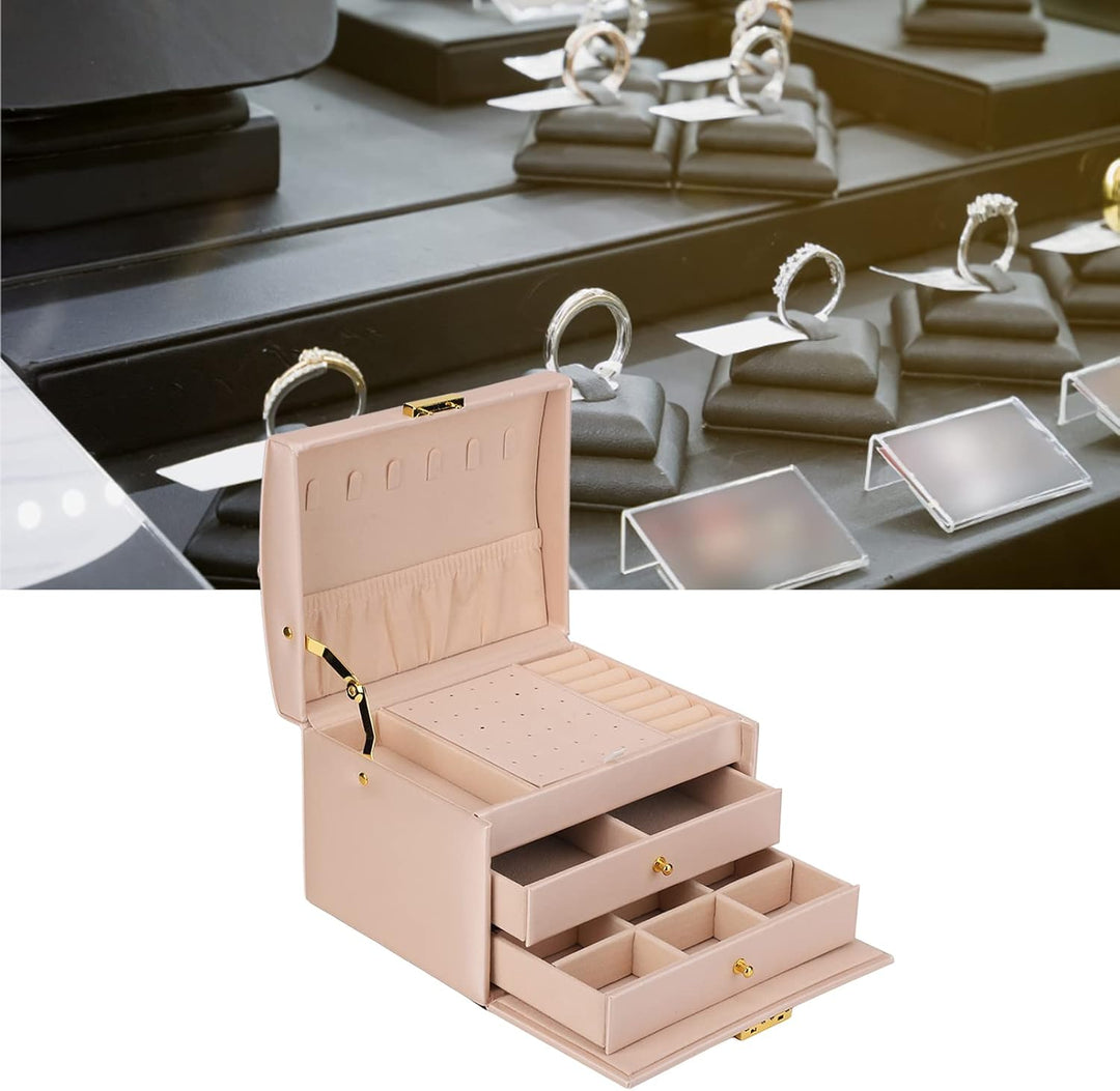 Juwelier Organizer Box, 3 Schichten Stauraum, PU -Ledermaterial mit Wichtigen Kleinen Schmuckschacht