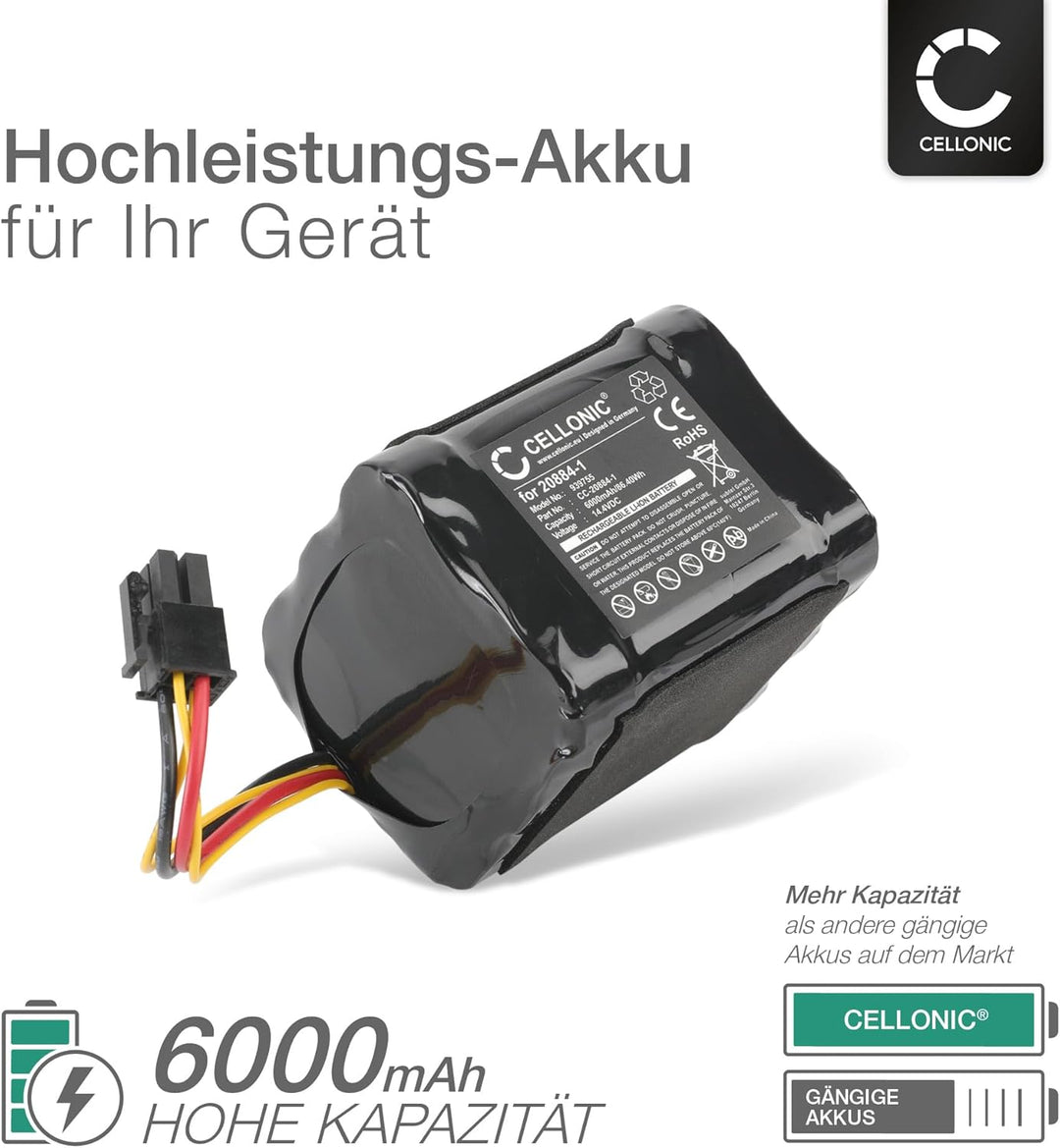 CELLONIC, Akku für Staubsauger kompatibel mit Vorwerk Kobold VR200, 20884-1, 4NCR18650P2-C001A (14.4