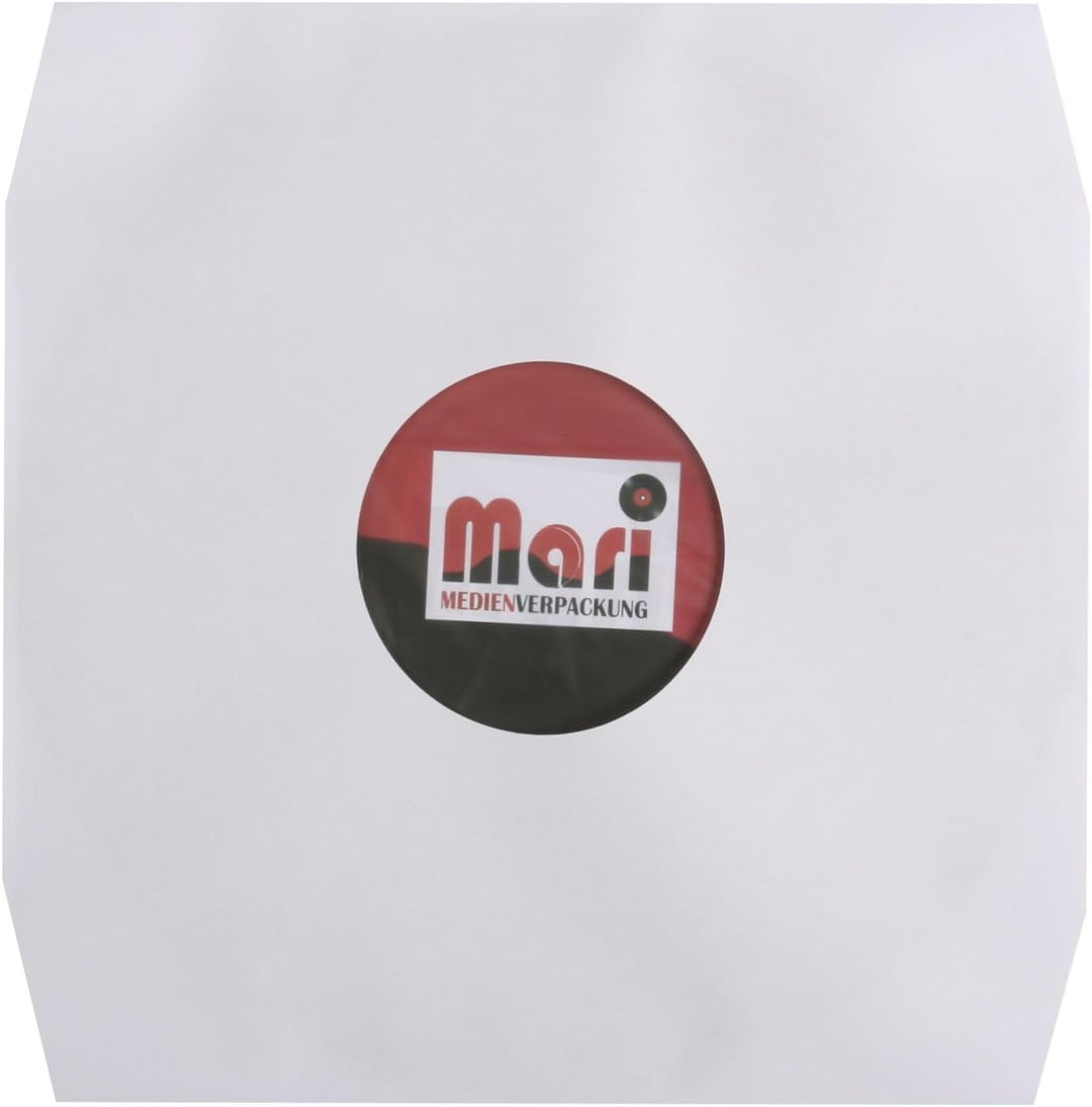 Mari-Medienverpackungen LP Schallplatten Innenhüllen (100 St.) weiss mit Eckschnitt gefüttert Vinyl