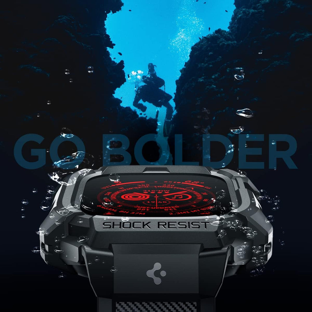 Spigen Rugged Armor Pro Hülle mit Band für Apple Watch Ultra 3/2/1 49mm | TPU-Unibody-Hülle mit Armb
