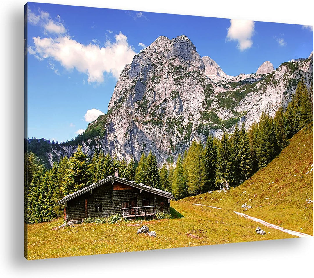 verlassene Hütte in den Bergen Format: 80x60 als Leinwandbild, Motiv fertig gerahmt auf Echtholzrahm