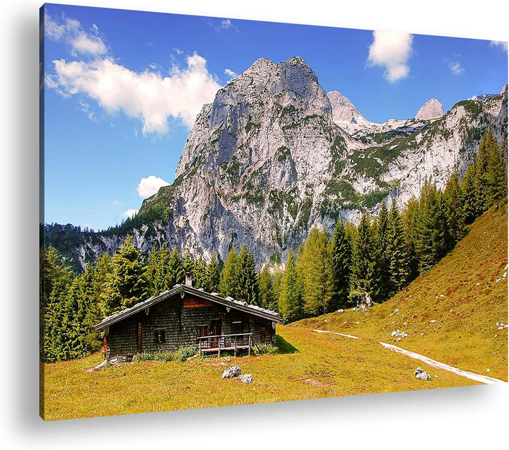 verlassene Hütte in den Bergen Format: 80x60 als Leinwandbild, Motiv fertig gerahmt auf Echtholzrahm