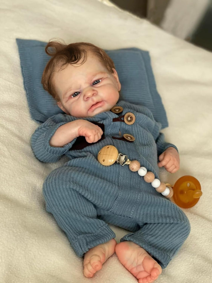 Zero pam Reborn Baby Vollsilikon Lebensecht Jungen Augen Auf, 43CM Lebensechte Babypuppen Wie Echt,