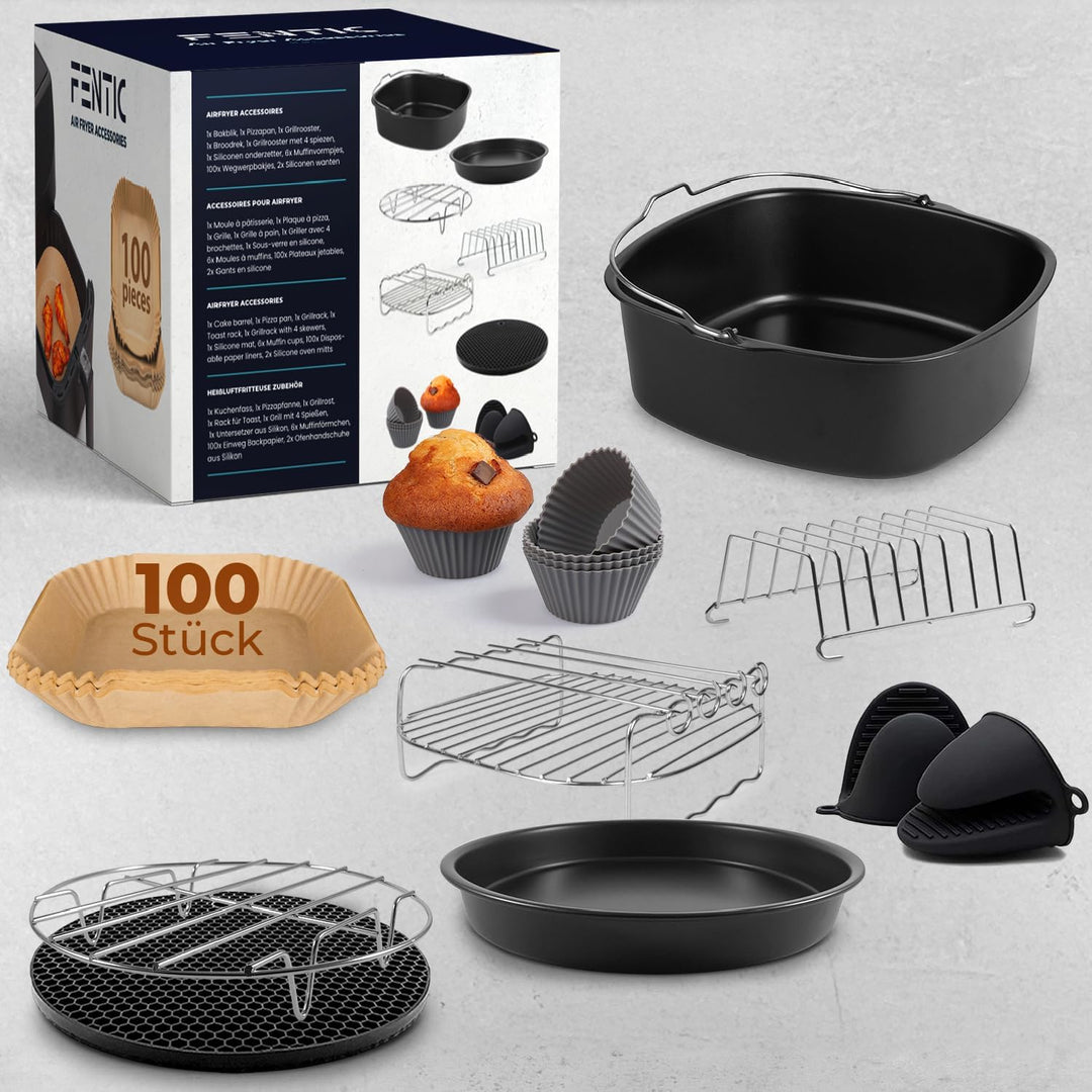 Fentic Airfryer zubehör – heissluftfritteuse zubehör – XL und XXL – Passend für Philips, COSORI, Pri